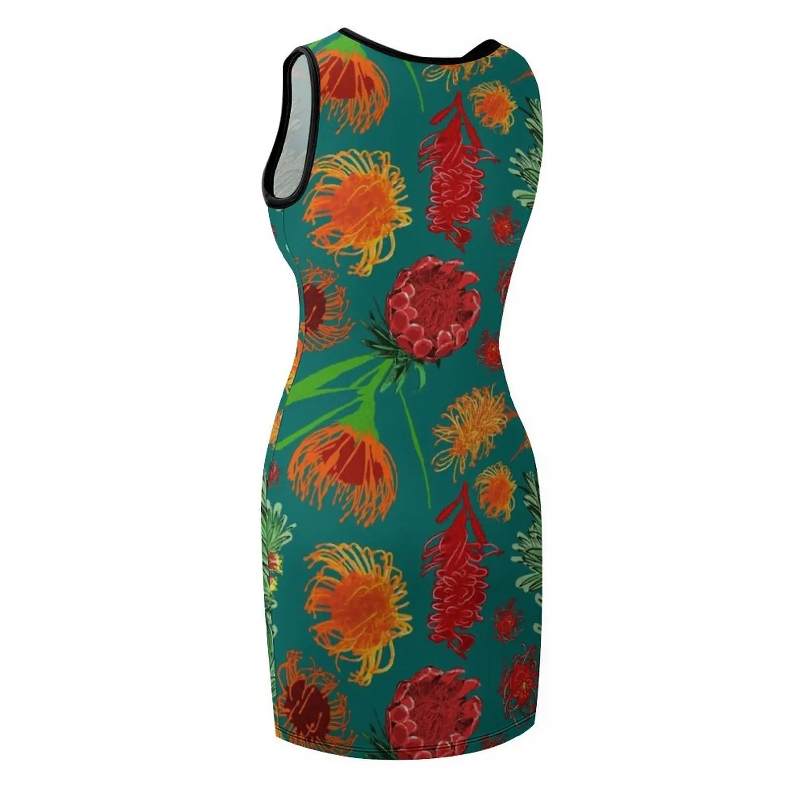 ชุดเดรสแขนกุดลายดอกไม้พื้นเมืองออสเตรเลีย เสื้อผ้าผู้หญิง ชุดเดรสสำหรับผู้หญิง ชุดเดรสแฟชั่นสตรี