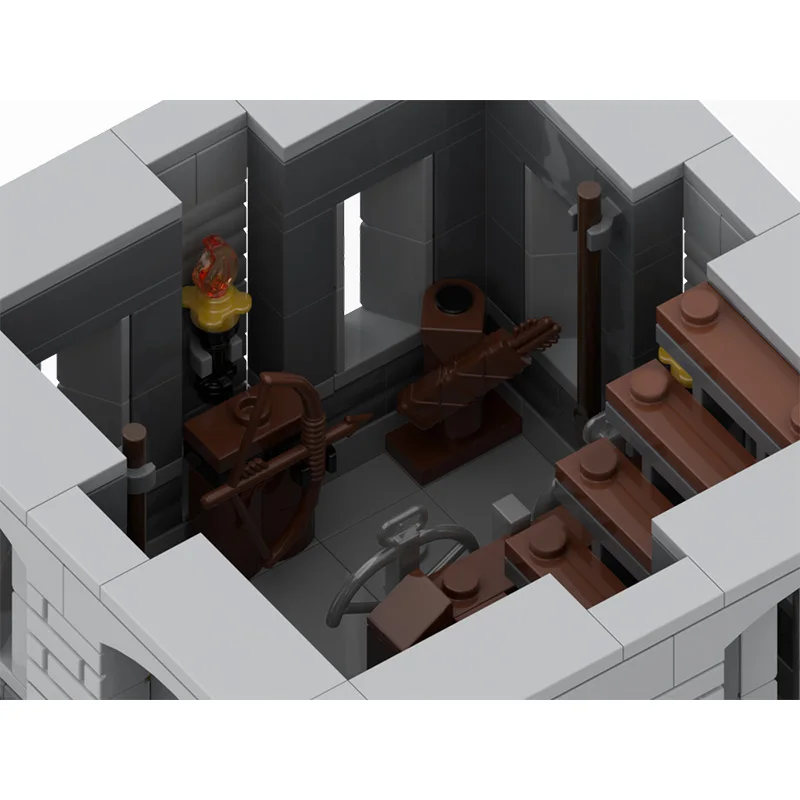 中世の城モデル MOC 組み立てブロック 赤い城塔 コーナーモジュール式テクノロジー 子供向けホリデーギフト 組み立ておもちゃセット