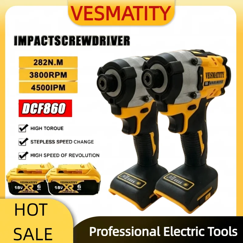 DCF860 Brushless Compact Driver Cordless Electric Screwdriver Rechargeable Professional Upgrade Power Tool For DeWALT Battery