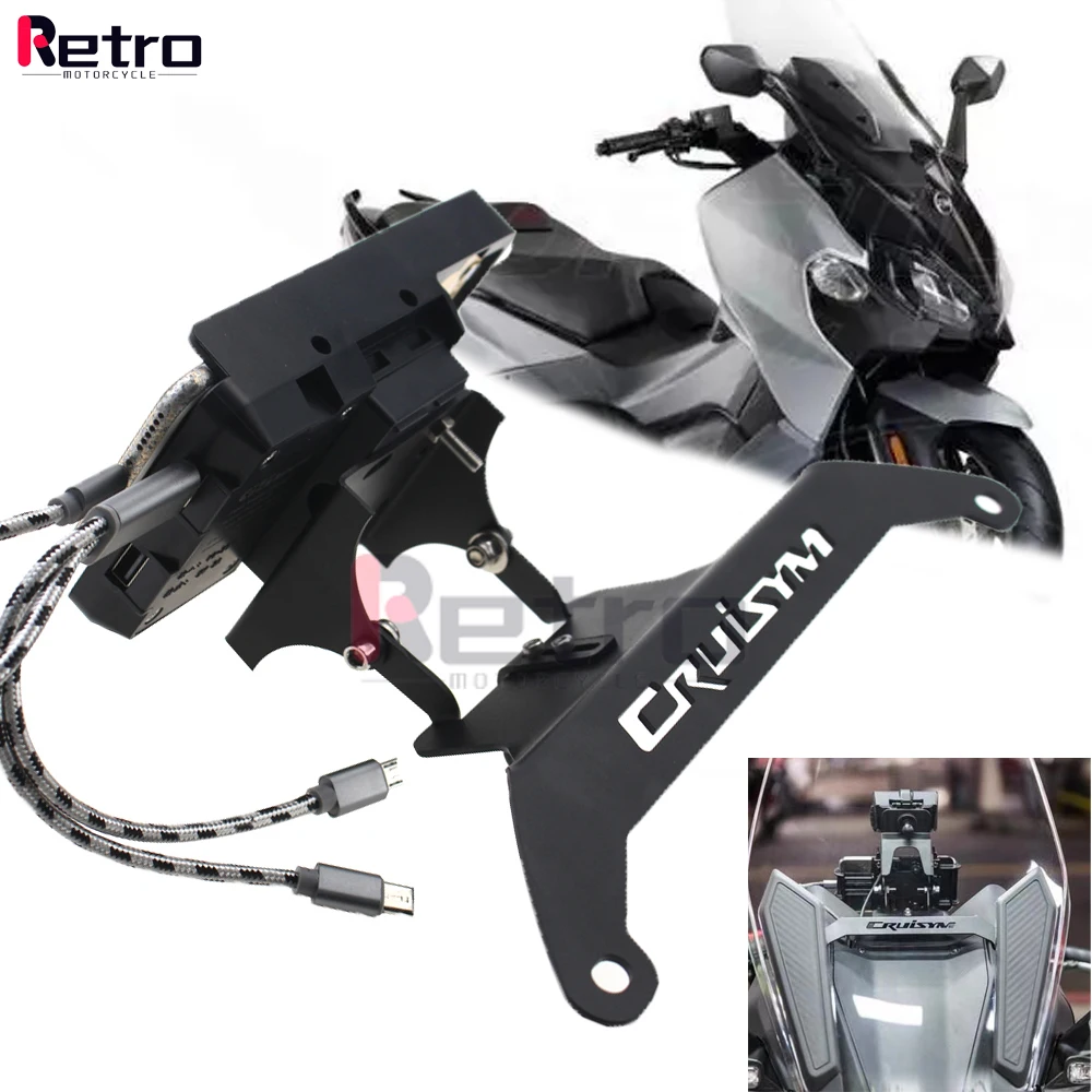 New motorcycle front mid navigation bracket GPS mobile phone charging For SYM JOYMAX Z 300 CRUISYM 300 2019 2018 2017