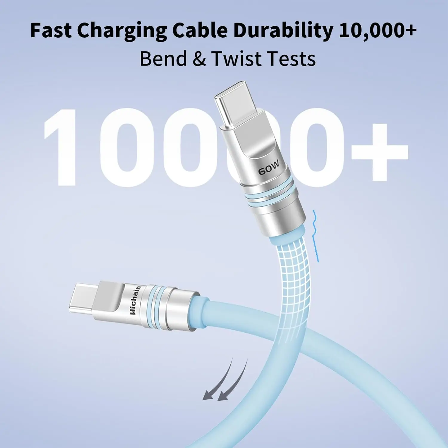 Hichain Wholesale 10pack PD60W USB C To C Fast Charging Cable Liquid Silicone Soft Phone Charger Cable For iphone For Xiaomi