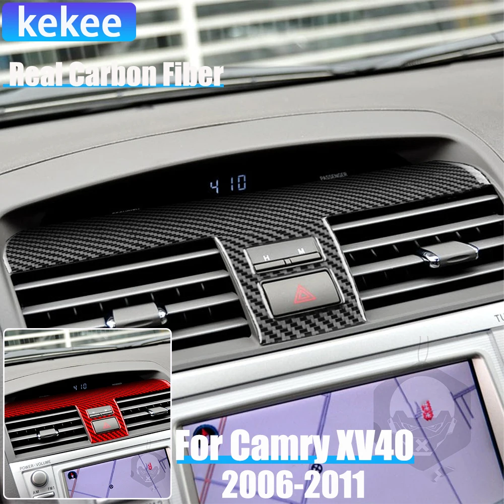 

Автомобильные аксессуары из настоящего углеродного волокна, центральная вентиляционная крышка, мягкая наклейка для Toyota Camry 6-го поколения XV40 2006 2007 2008 2009 2010 2011