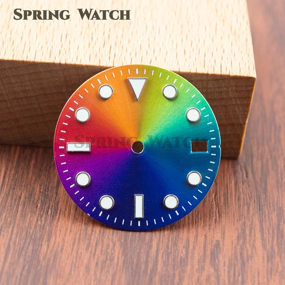 28.5mm Dial NH35 Watch Dial Green Luminous Gradient Color Watch Dial for NH35/36 Movement NH35A Faces Watch Accessories