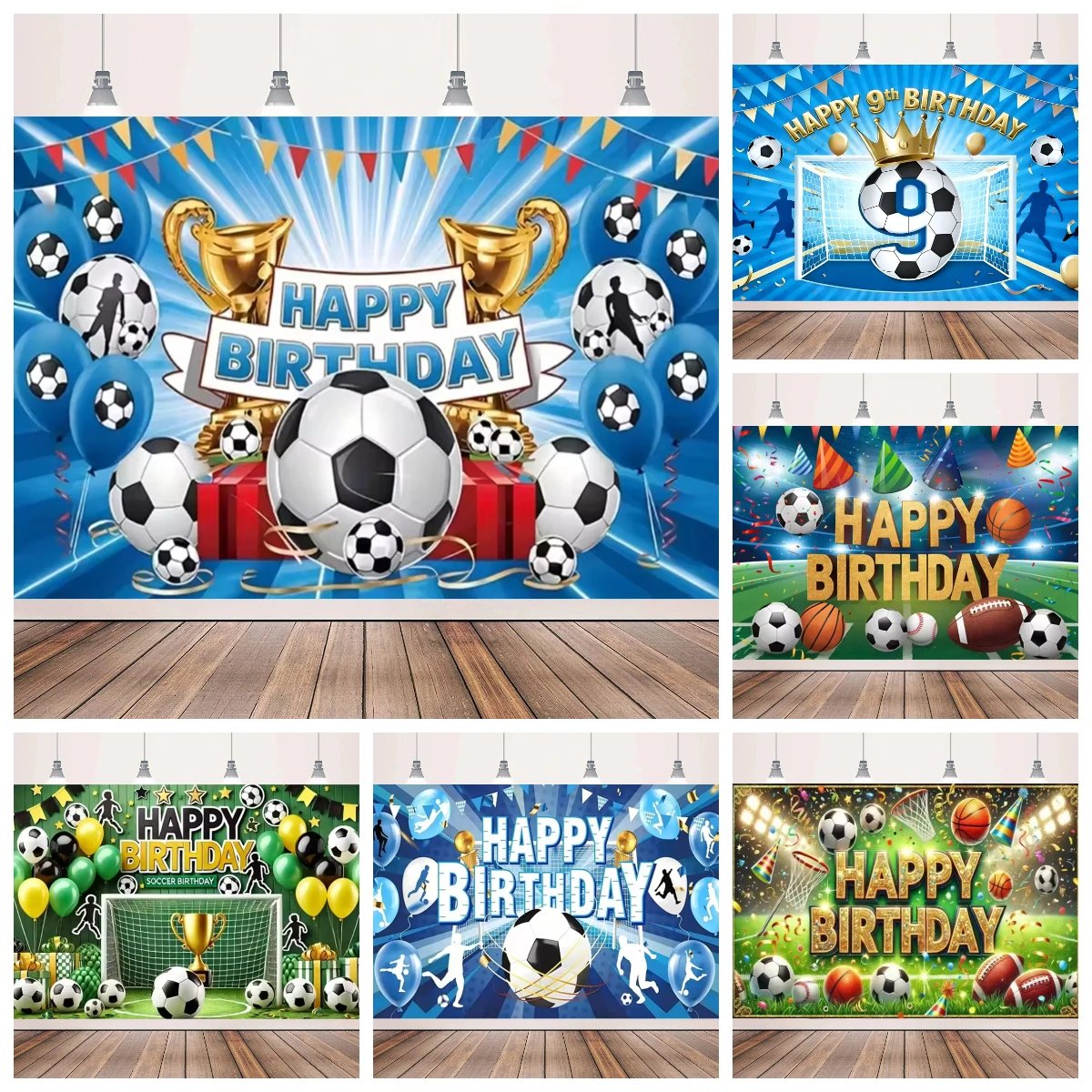 Football Themed Boy's Birthday Banner Photography Background, Children's Birthday Party Decoration Photography Studio Background