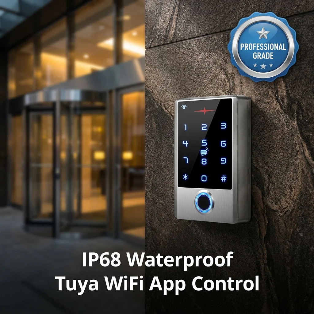 IP68 Waterproof Access Control System Tuya WiFi App Control Biometric Fingerprint & RFID Card Door Opener for Outdoor Use