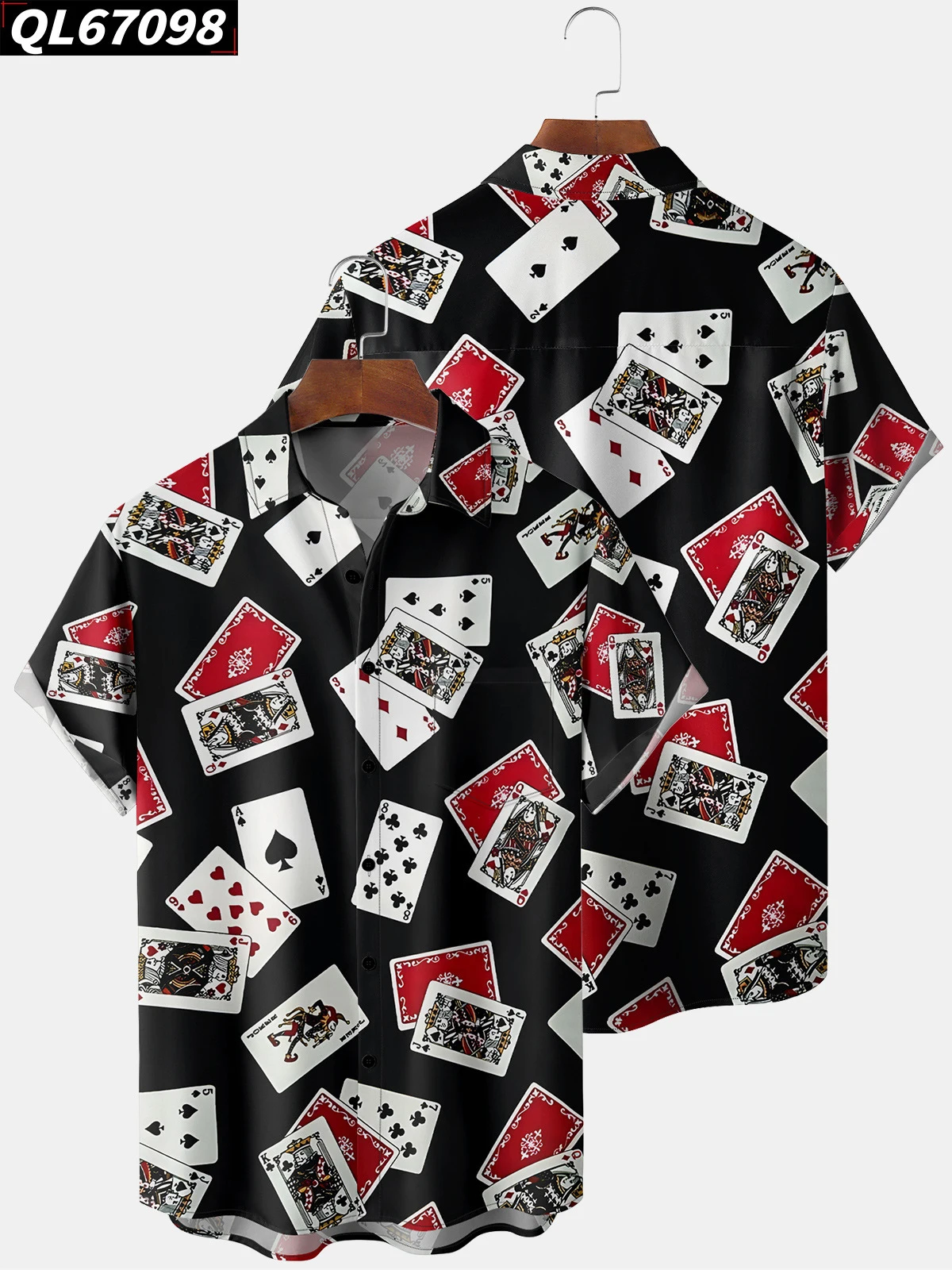 

Hawaiian Shirt Man Fashion Summer Beach Party Game Poker Pattern Casual Streetwear High Quality Men's Shirts Button Tops