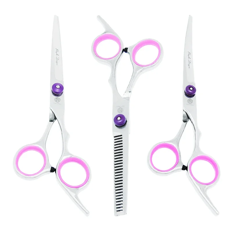 Purple Dragon 6 inch Stainless Steel Pet Hair Scissors Dog Grooming Shears Cat Hair Cutting Thinning Curved Fur Clippers B0003B