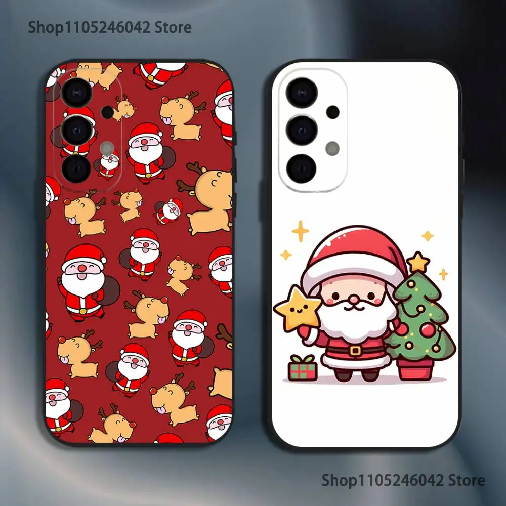 

Cartoon Merry Christmas Black Cover Phone Case For Samsung S25,S24,S21,S22,S23,S30,Ultra,S20,Plus,Fe,Lite,5G
