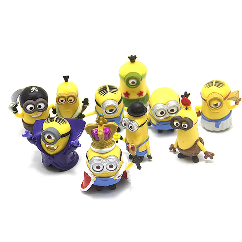 10Pcs/Set kawai Miniones Figurines Toys 3D Eye Despicable Miniones Action Figures Classic Toys Xmas Gifts for Children