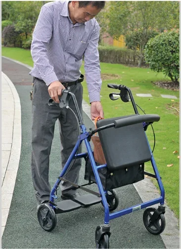 BQ4001A Aluminum Frame Assisted walking Adult Disability Walker With Seat  Labor saving Rollator with Basket