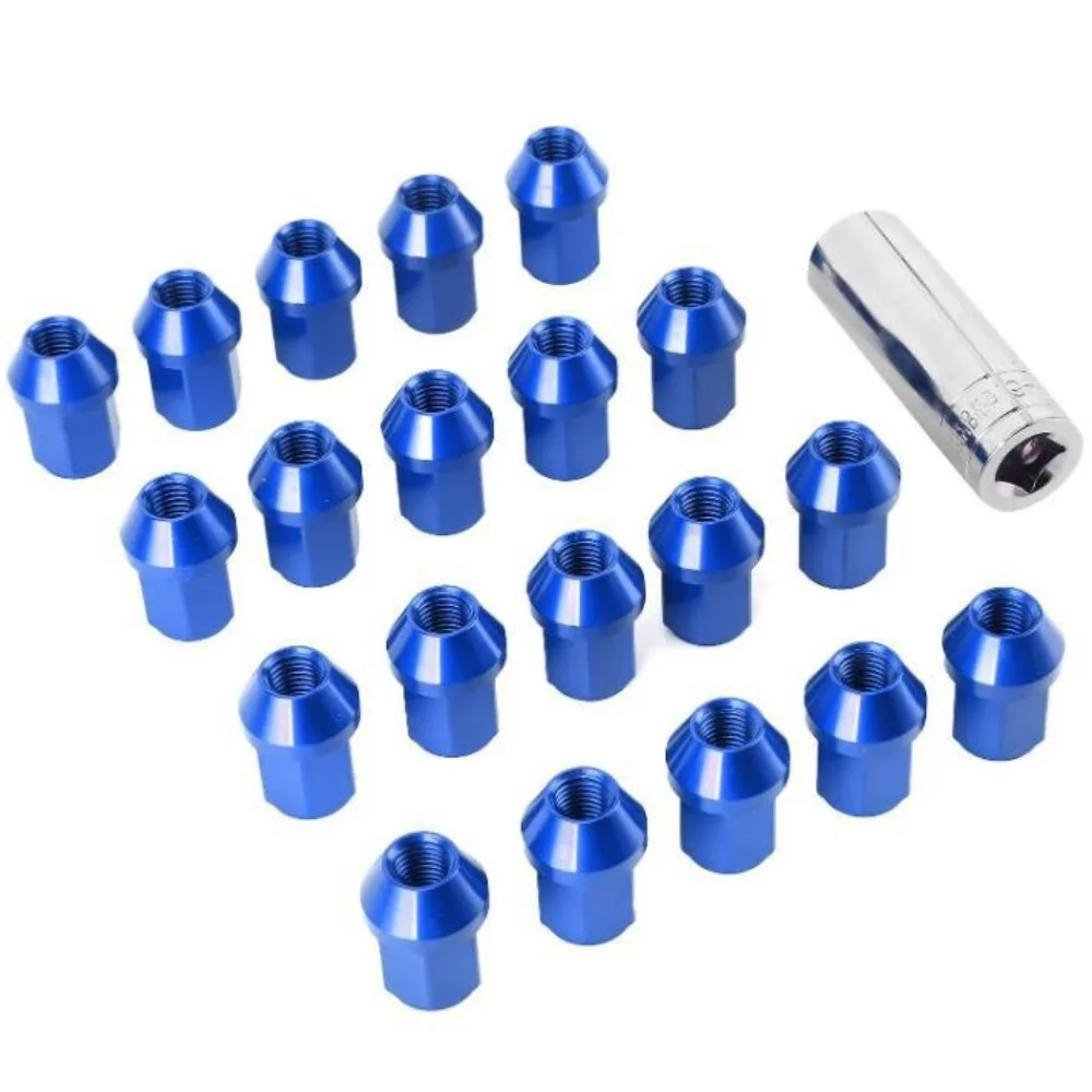 

20+1 7075 Lightweight Wheel Hub Lug Nuts M12x1.25 M12x1.5 M14x1.5 Hex 19mm Length 35mm Black/Red/Blue