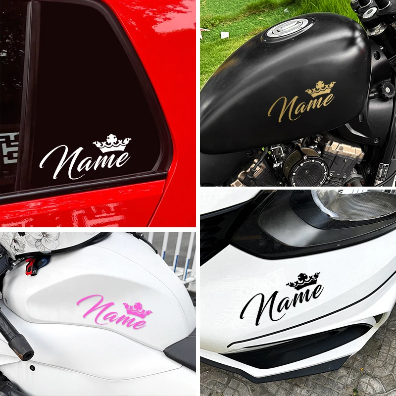 1PC Custom Your Name with Crown Personalized Motorcycle Sticker Self-Adhesive DIY Cup Car Waterproof Universal Vinyl Decals