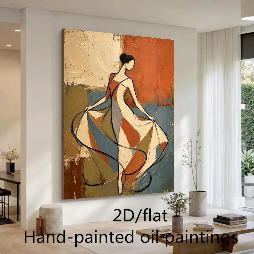 Top Large Picture On Canvas Abstract Oil Painting Handmade Thick Textured Figure Wall Art Mural for Home Living Room Decor Image