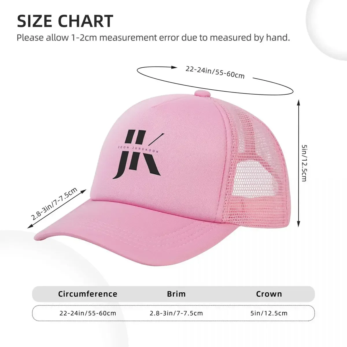 Jeon Jungkook Logo Mesh Baseball Caps Snapback Fashion Baseball Hats Breathable Casual Casquette Outdoor Unisex