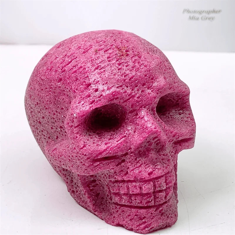 Natural Ruby Skull Carving Head, Reiki Statue, Healing Fengshui Faucet for Room Decoration, Holiday Gifts, 1Pc