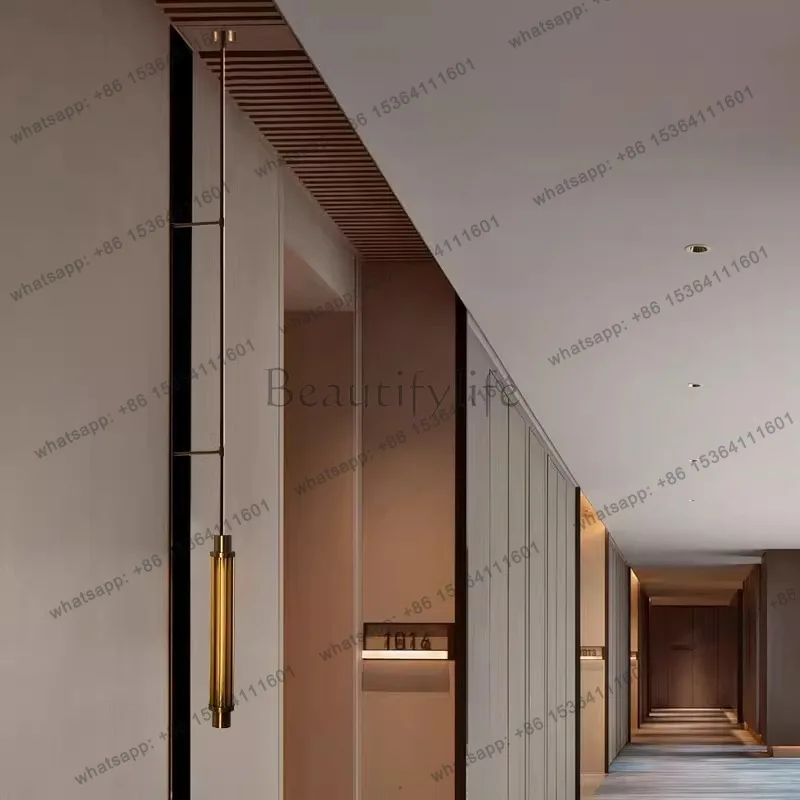 Cross-border light luxury hotel lobby background wall clubhouse front desk long pole luminous object