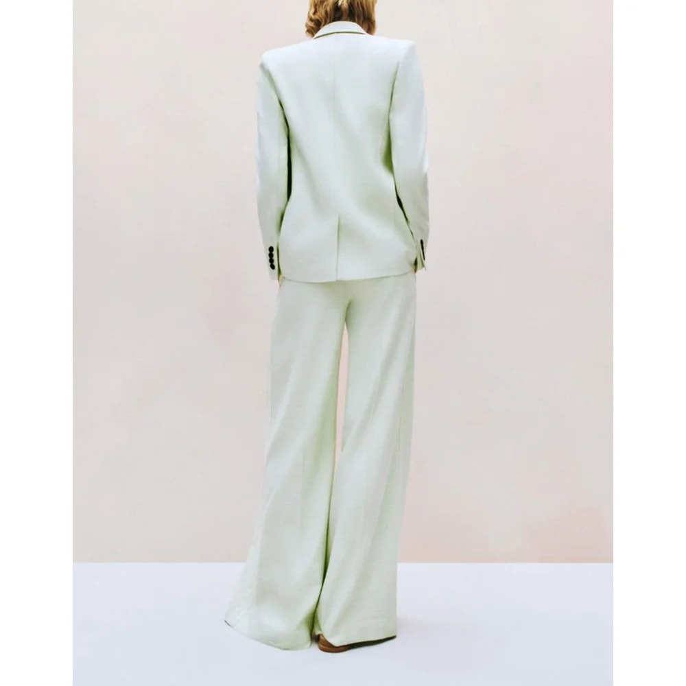 แสงสีเขียวปุ่มเดียวกางเกงผู้หญิงชุดใหม่หญิงสามชิ้น (เสื้อ + กางเกง + เสื้อกั๊ก) Casual อย่างเป็นทางการชุดปาร์ตี้