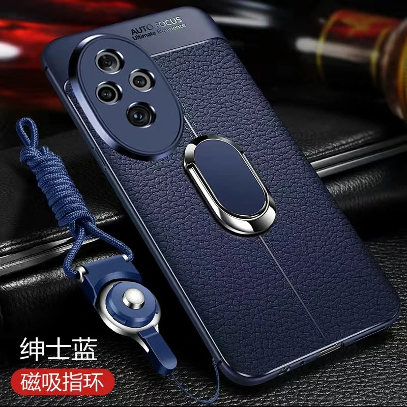 Magnetic Case For Honor 200 Pro Case Holder Ring Phone Cover For Honor 200 200Pro 100Pro 5G PU Silicone Shell Shockproof Bumper