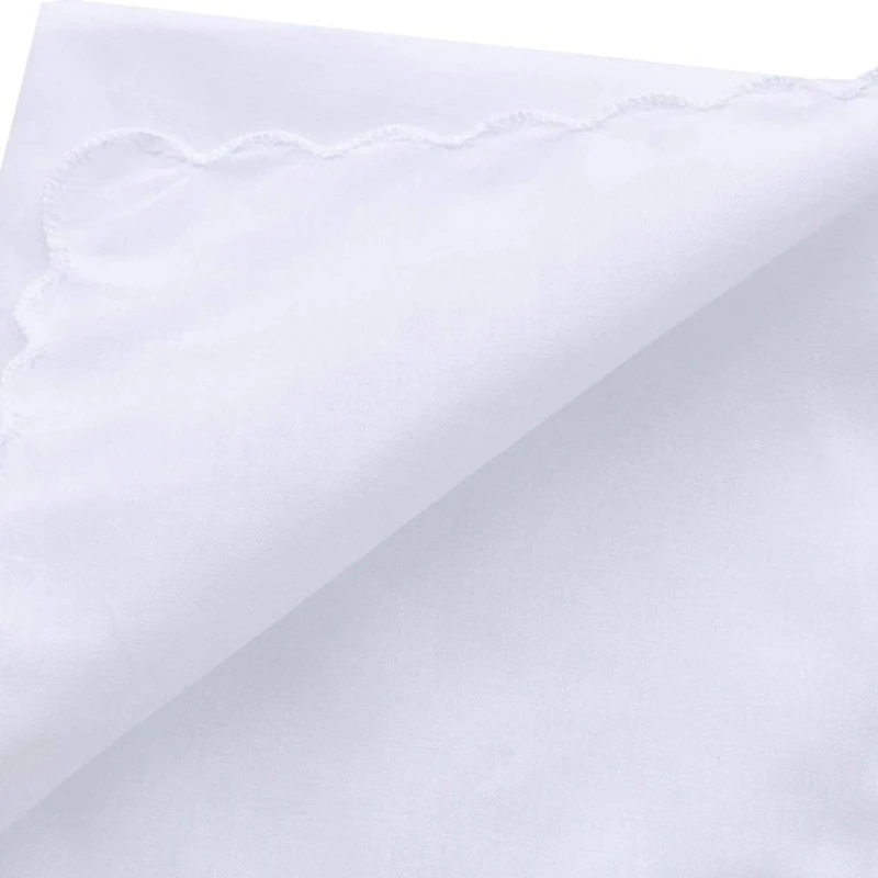 

Lightweight White Handkerchiefs Cotton Square Super Soft Washable Chest Towel