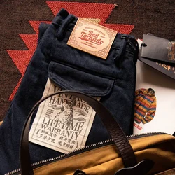 Red Tornado Blue-Black Officer Trousers Slim Straight Fit 14oz Indigo Selvedge Denim Jeans