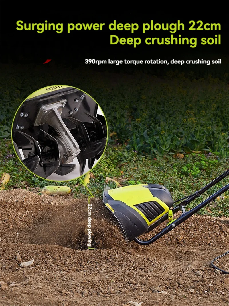 آلة الحراث الزراعية الصغيرة الحراث المنزلي حفر البستان خدش كهربائي مايكرو الحراثة الحارث 220 فولت 2400 واط