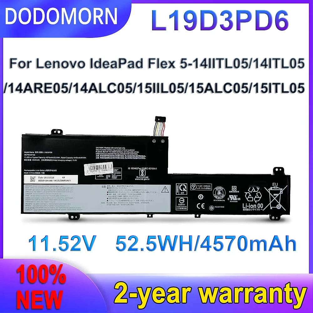 DODOMORN New L19D3PD6 Battery For Lenovo IdeaPad Flex 5-14IIL05 5-14ARE05 5-15ALC05 5-14ITL05 5-15IIL05 Series In Stock