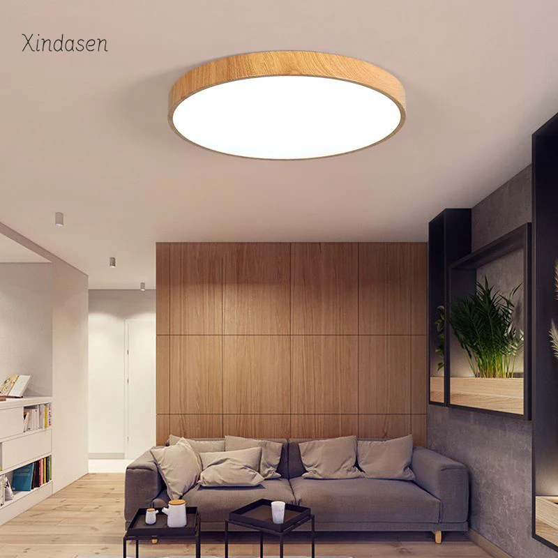 

Modern LED Ceiling Light Wood Grain Ultra Thin Round Living Room Kitchen Loft Bathroom Bedroom Ceiling Lamp Surface Home Lighing