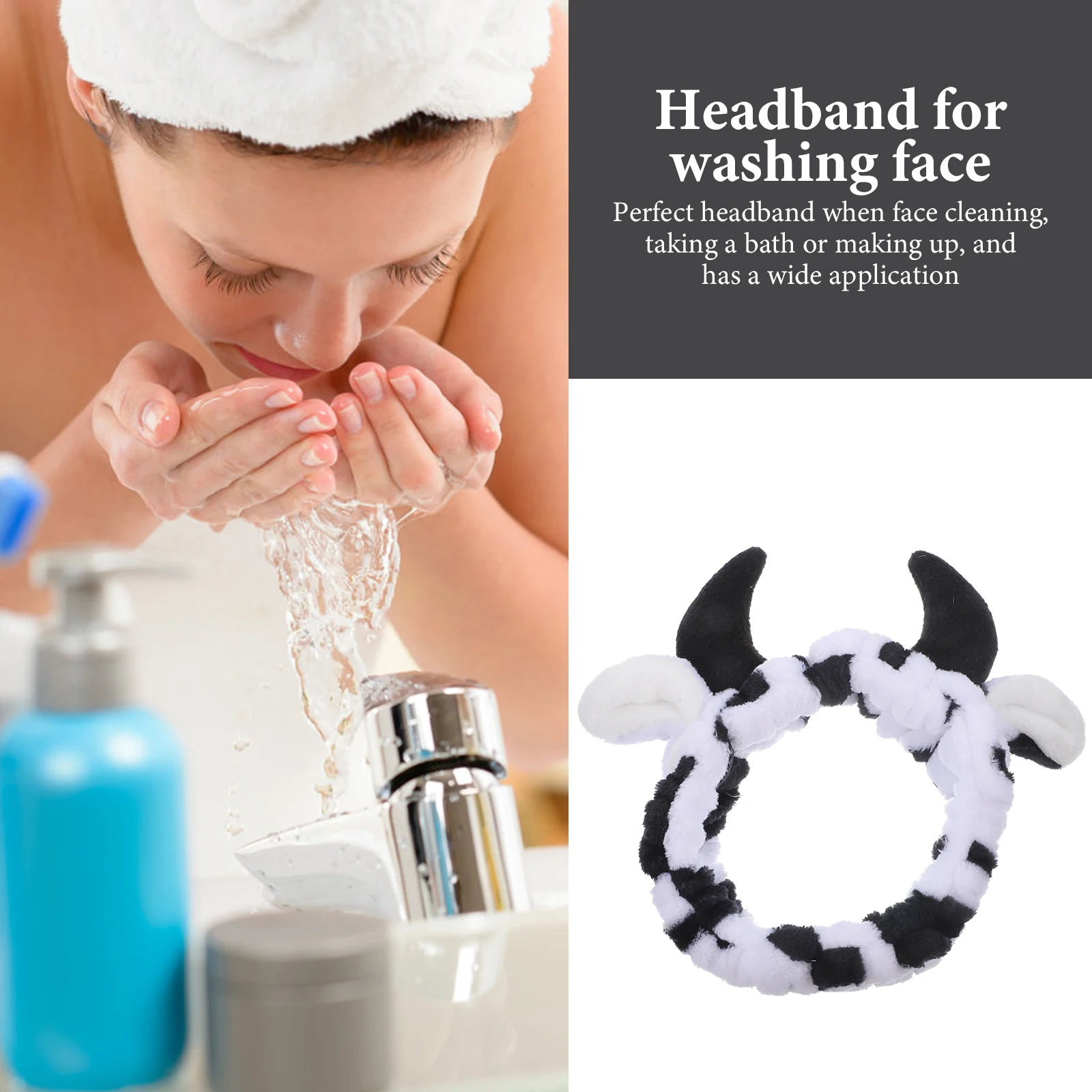 

Повязка на голову с принтом, мягкая фланелевая повязка для мытья лица для женщин, повязки на голову для спа-макияжа, эластичная ванна для мытья лица