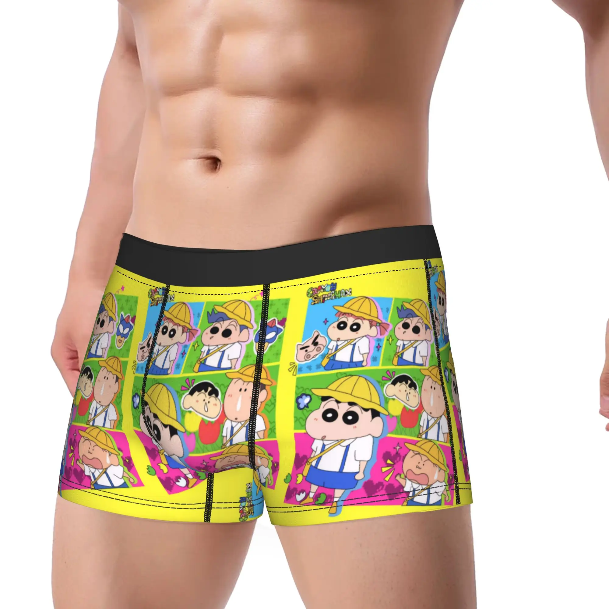 Crayons Shin chans Character Underwear  Elastic Panties Pattern Boxer Brief For Man 3D Pouch Plus Size Trunk