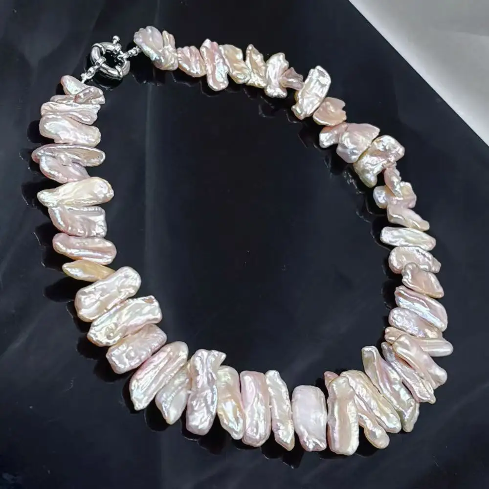 

Ожерелье-чокер из натурального пресноводного жемчуга Бива класса ААА, розовое, 16-20 мм, в стиле панк, для мужчин и женщин