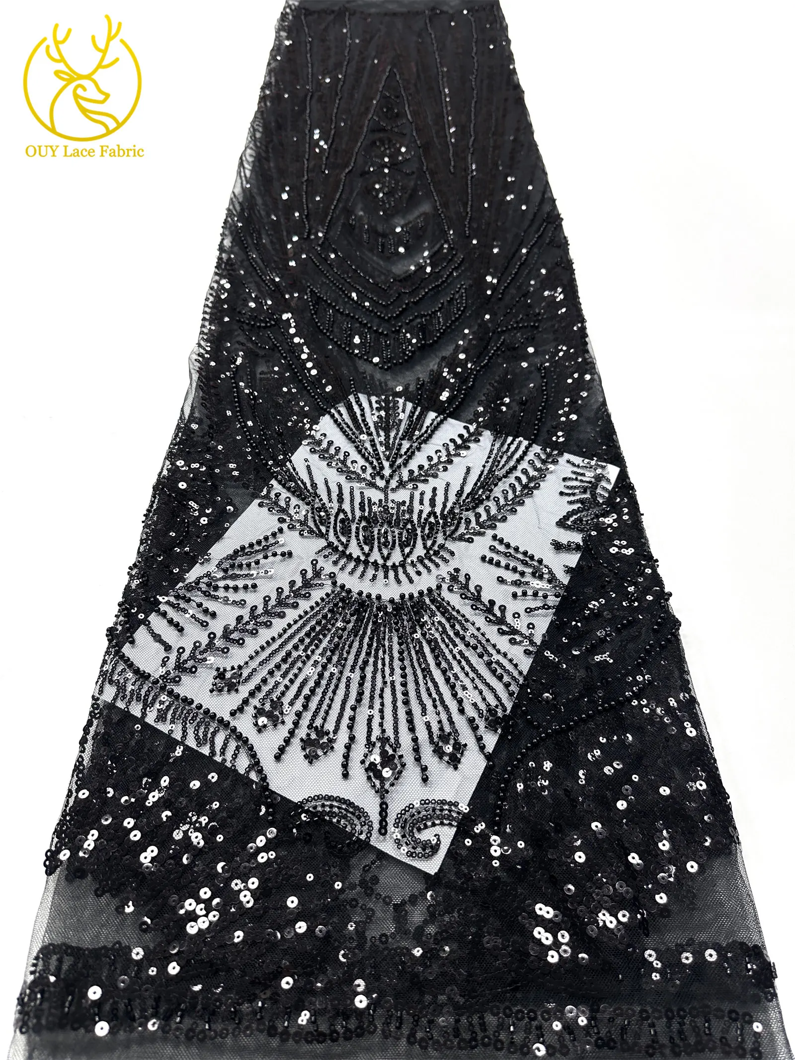 アフリカビーズレース生地 2025 高品質フレンチナイジェリアスパンコール刺繍レース生地ブライダルウェディングドレス縫製