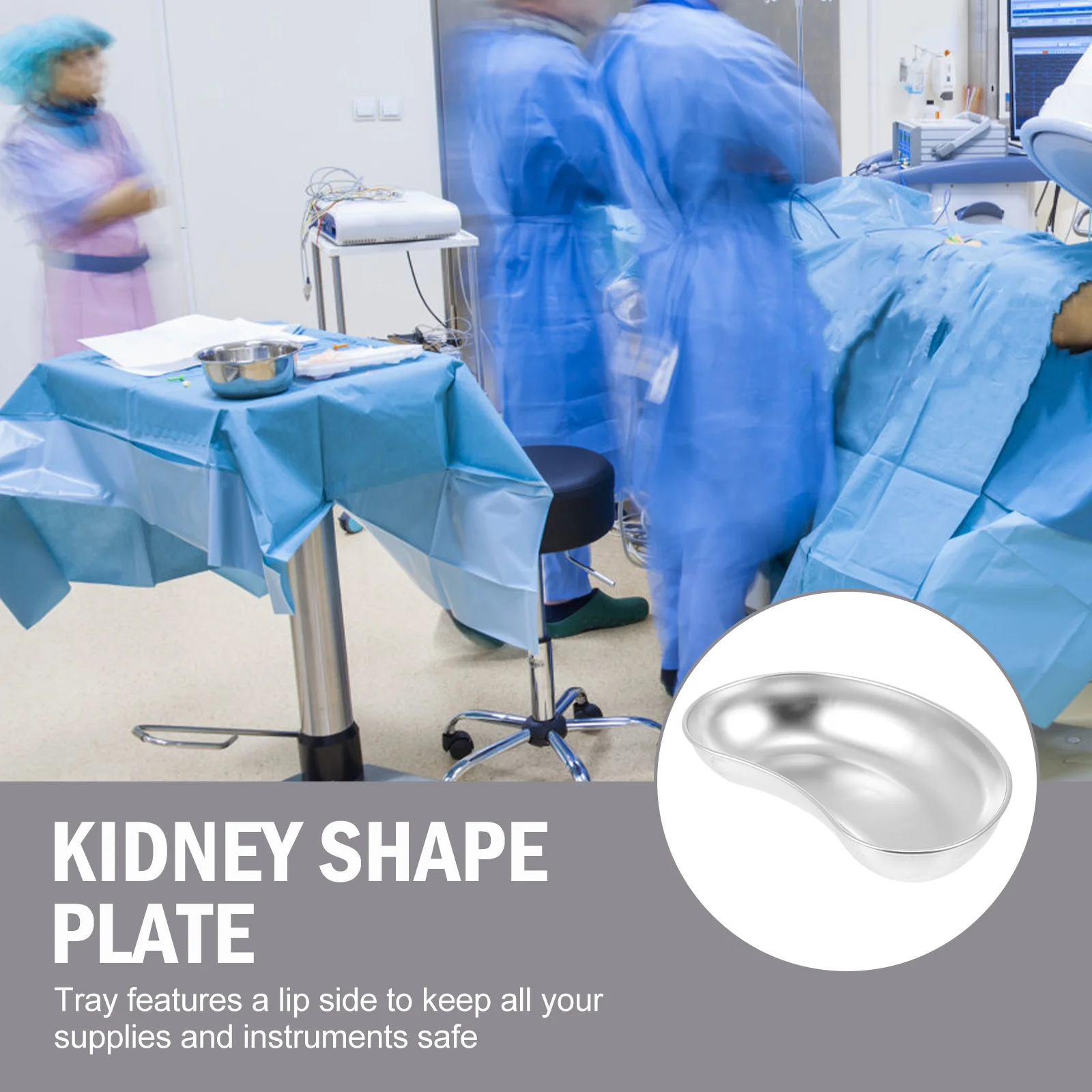 Stainless Steel Waist Medical Storage Tray Kidney Shape Plate Versatile Curved Creative