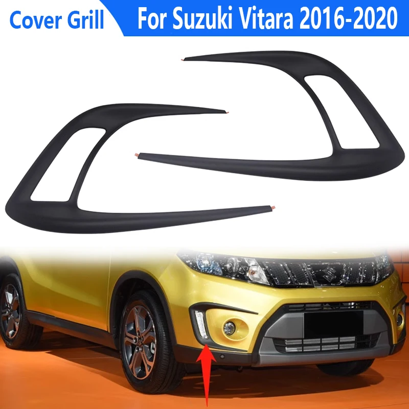 Car Front Fog Light Cover Grill For Suzuki Vitara 2016-2020 Daytime Running Lamp Frame Trim ABS Decorative Sticker Accessories