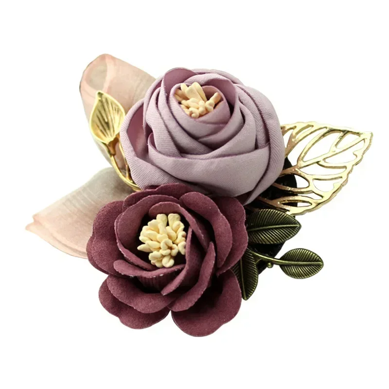 

Korean Cloth Art Fabric Beautiful Flower Leaves Brooch Corsage Lapel Pins and Brooches for Women Dress Shirt Collar Accessories