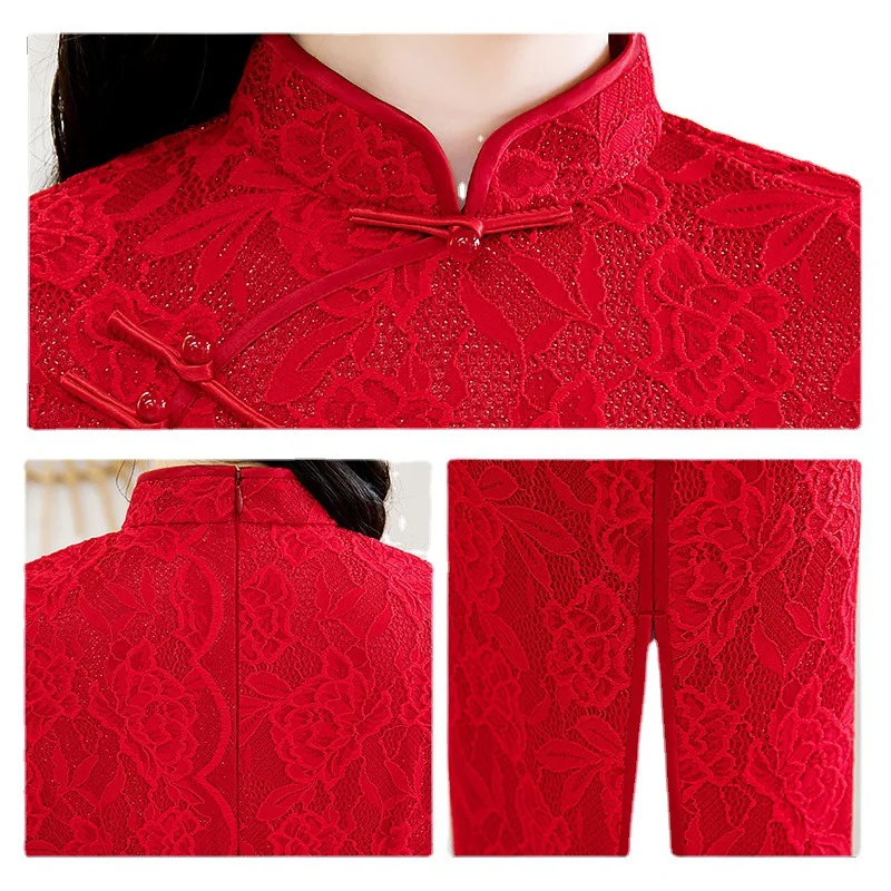 Cheongsam Wedding Jacquard Retro Artistic High-End Elegant Special-Interest Design Sexy Banquet Clothes Toast Clothing Photo