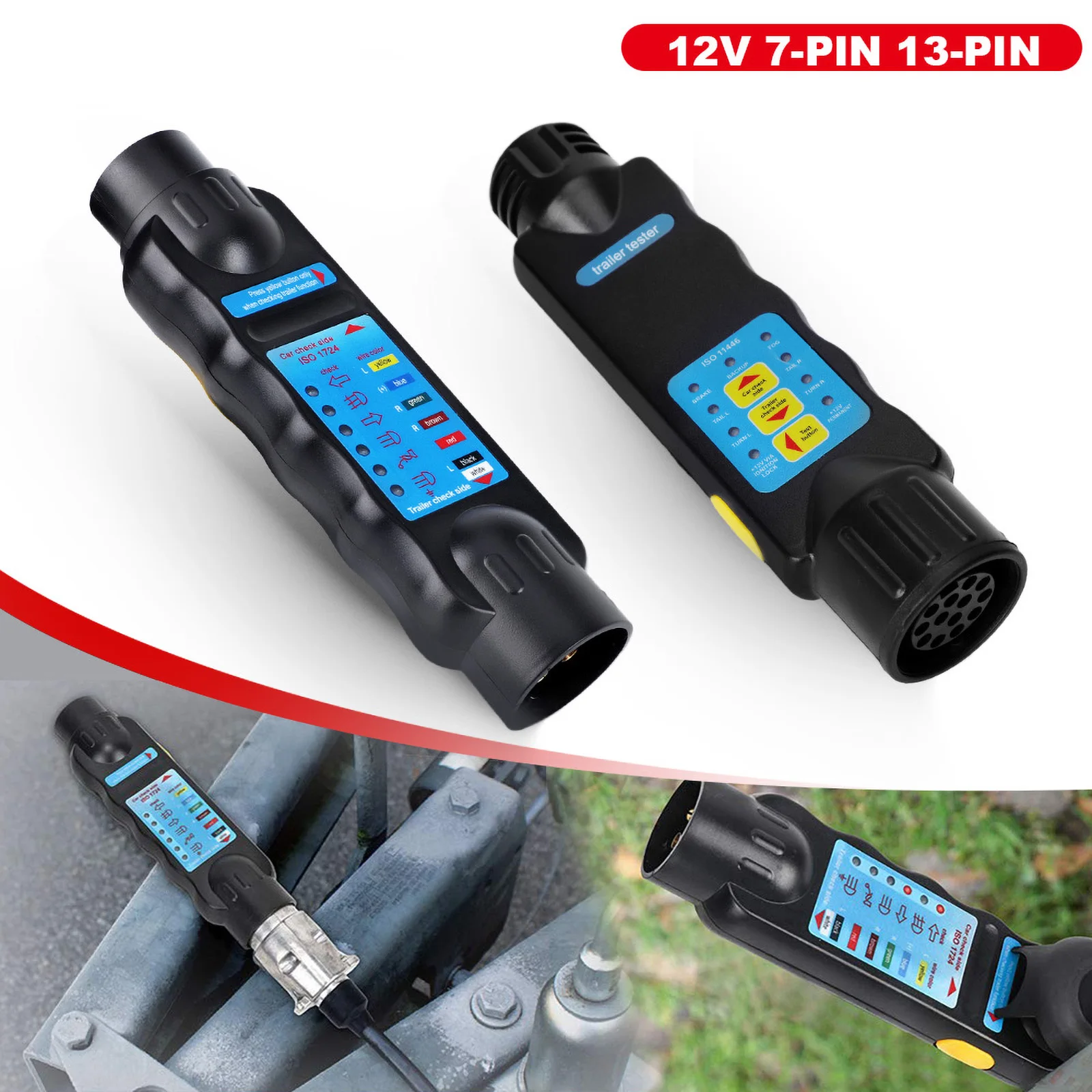 12V 13 Pin Caravan Towing Tow Bar Light Wiring Tester Trailer Socket Diagnostic Tools Accessories Tester Towbar Plug Socket