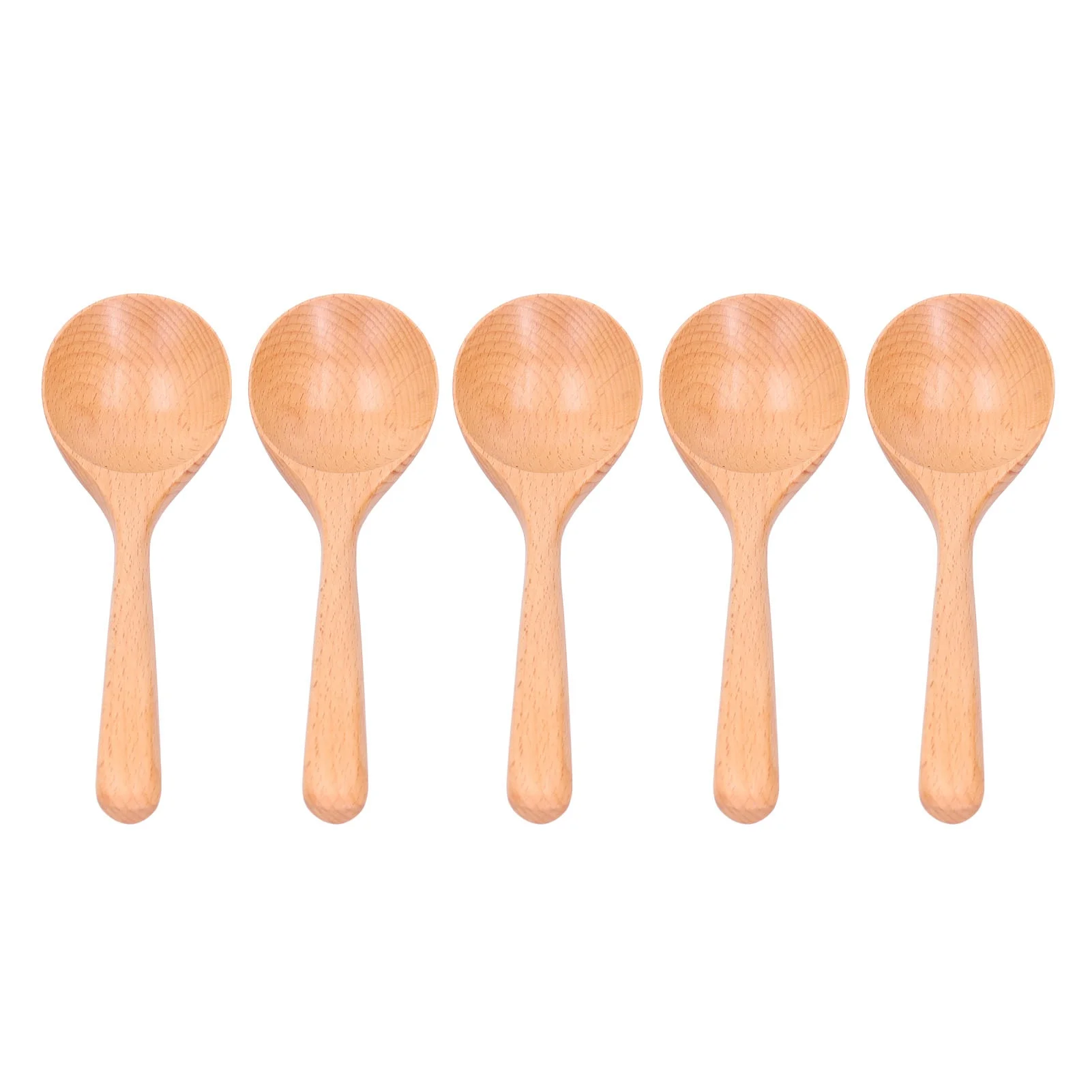 5pcs Wood Spoons Long Handle Wooden Ladle for Mixing Stirring Cooking Utensil ToolDark Color