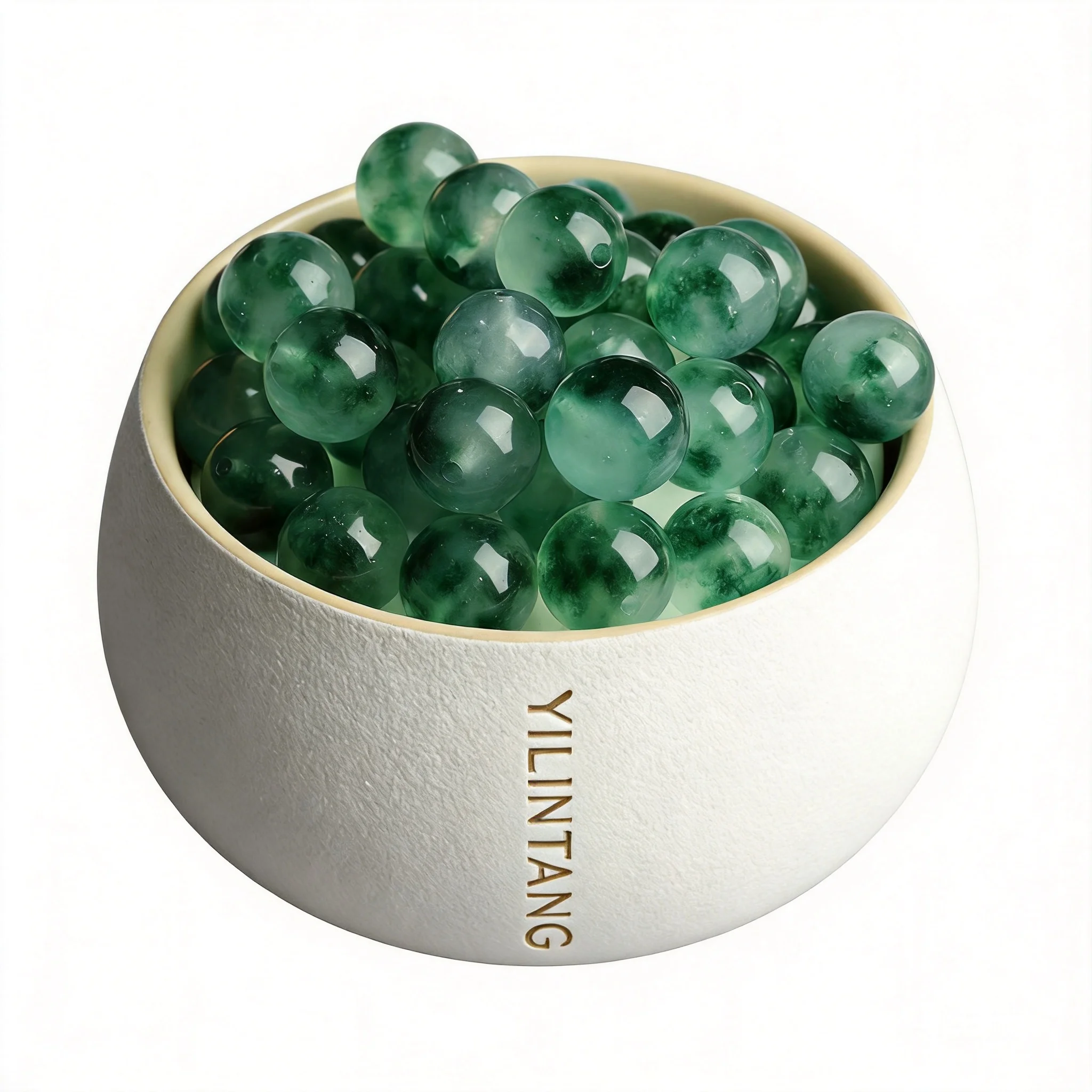 Snqp Chinese Style Lucky Water Grass Chalcedony Loose Beads Fortune Blessing Round Beads For Diy Bracelet Necklace Jewelry Makin