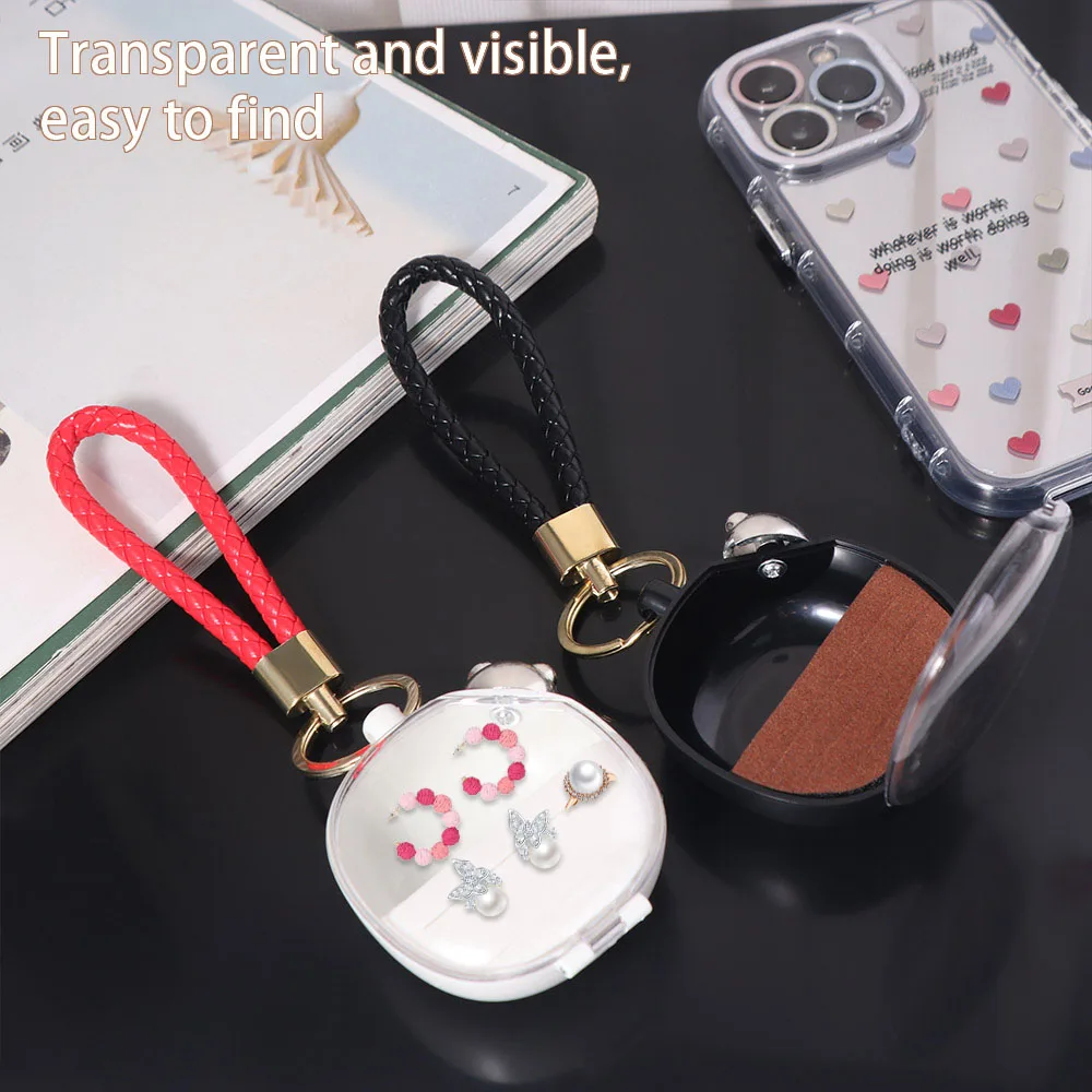 

Mini Jewelry Storage Box Trinkets Storage Transparent Portable Travel Organizer Earrings Ring Storage Case Keychain for Home