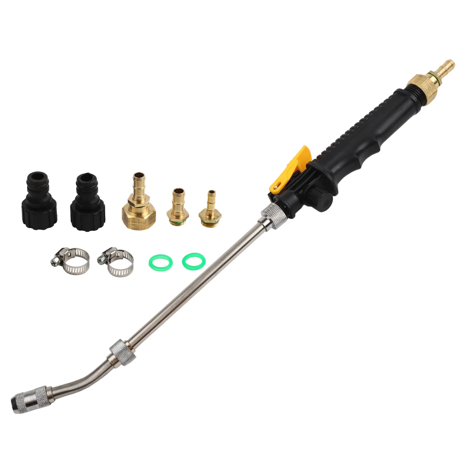 Retractable Garden Spray Wand with Dual Brass Barbs Compatible with 3/8 in and 1/4 in Hoses for Irrigation and Car Washing