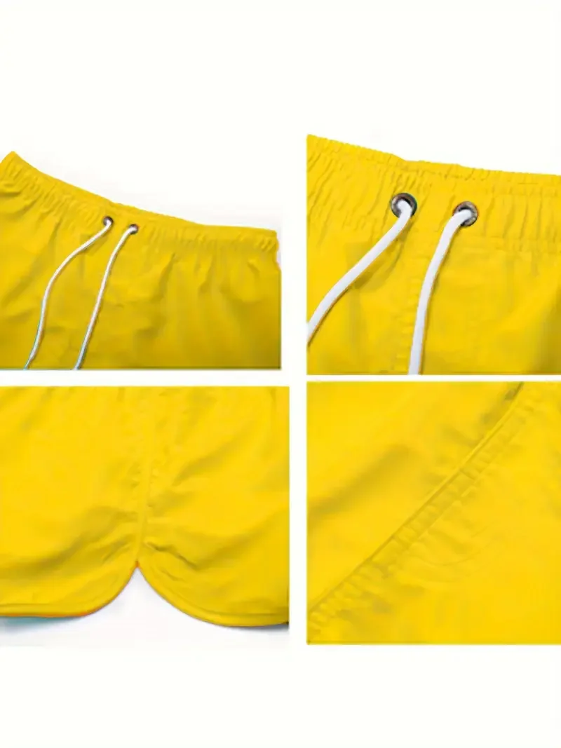 Pantaloncini da spiaggia stampati estivi da uomo con coulisse e dettagli tascabili Abbigliamento casual comodo da esterno