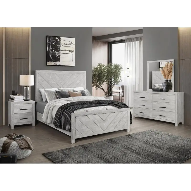 Modern Twin 4PC Storage Bedroom Set, Natural Wood Finish, Minimalist Design.