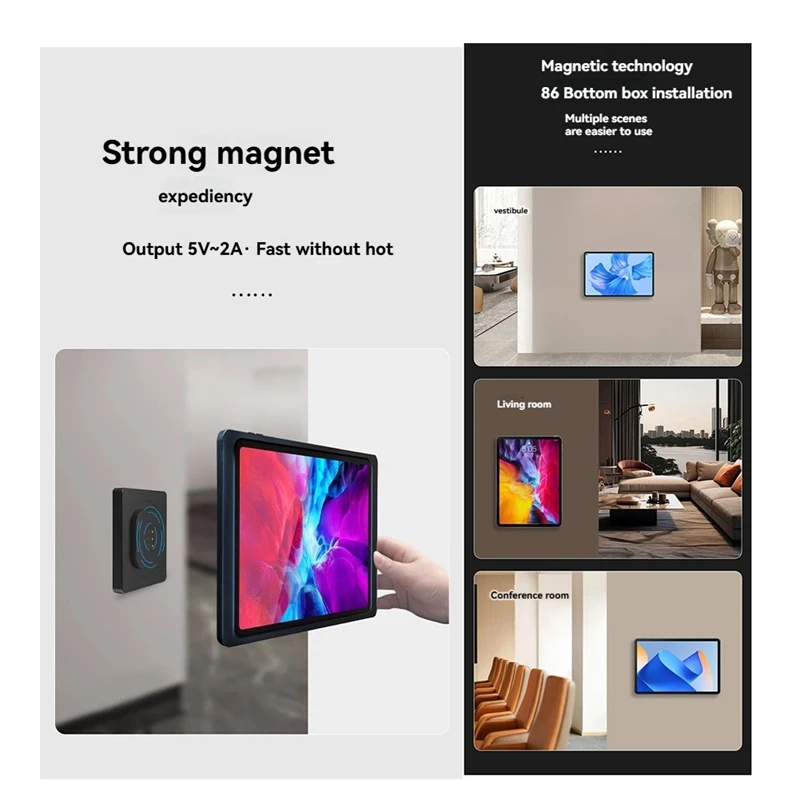 Magnetic Wall Charger Mounting Accessories Ipad Tablet Magnetic Bracket 86 Bottom Box Magnetic Charging Wall Charging