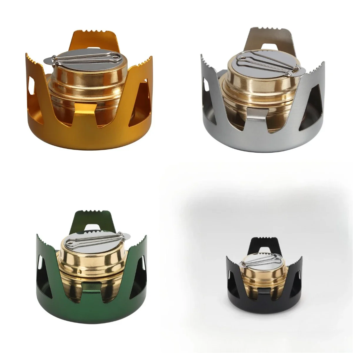 

Портативная мини-спиртовая плита, горелка, регулируемая огневая мощность, печь с кронштейном из алюминиевого сплава, сверхлегкая латунная уличная походная плита