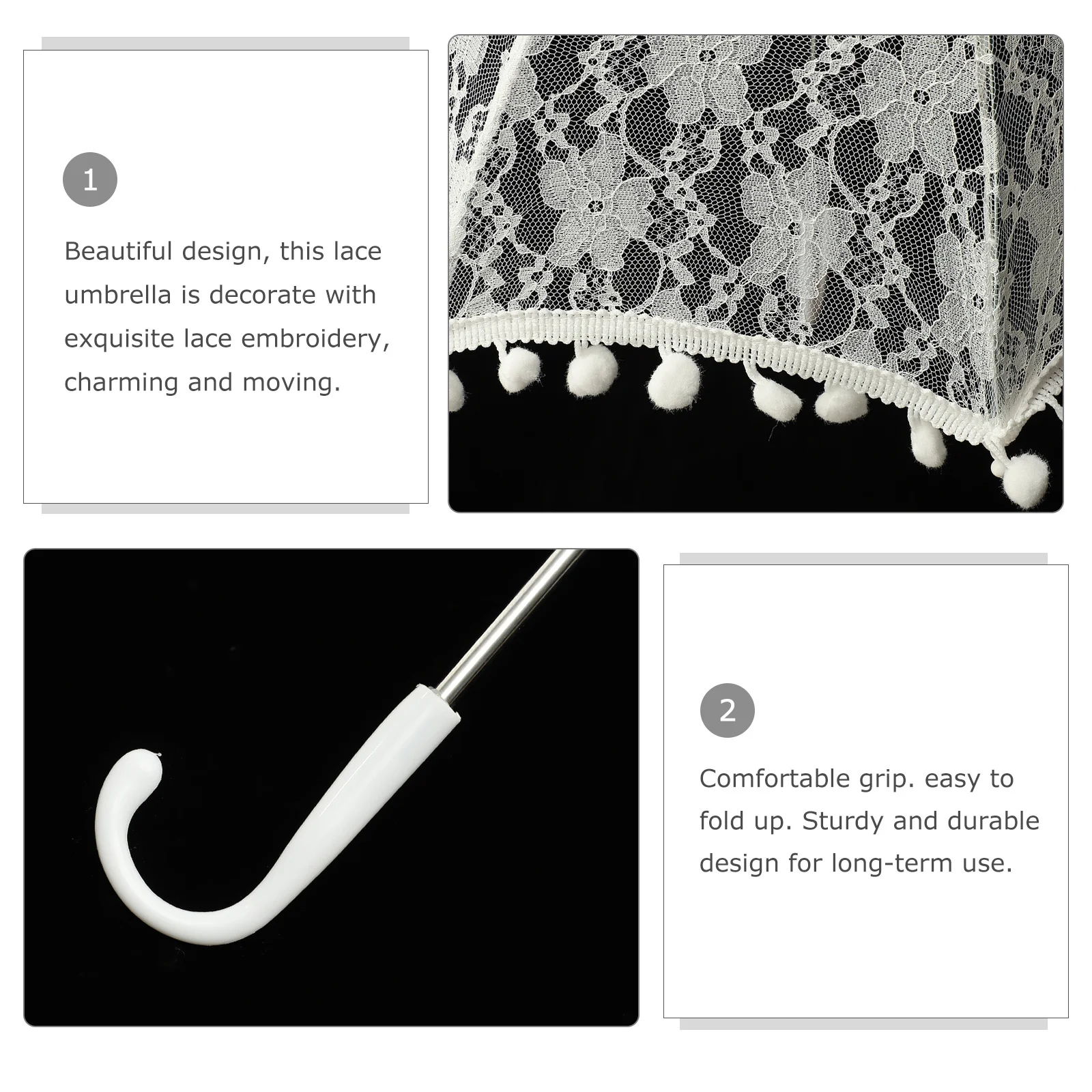 

Lace Umbrella Bridal Parasol Elegant Lace Embroidery Wedding Dance Party Decorative Umbrella Photo Prop Vintage Style