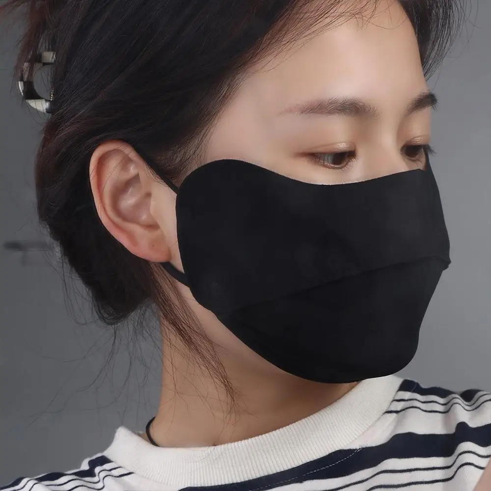 ผ้าคลุมหน้ากันแดดสำหรับผู้หญิง แบบคล้องหู สีพื้น ป้องกันรังสียูวี ผ้าไหมน้ำแข็ง ใช้กลางแจ้ง