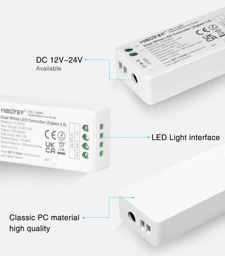MiBOXER Zigbee 3.0 FUT035Z+ For CCT Single Color FUT037Z+ For RGB RGBW RGB+CCT LED Strip Contoller DC12-24V 12A 20A 30A 3