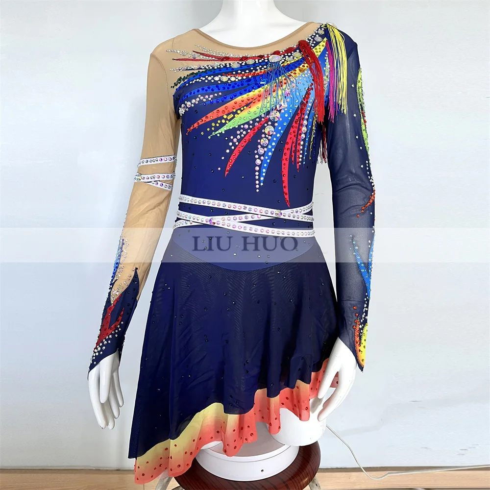 LIUHUO Neues Eiskunstlauf-Kleid für Damen, Erwachsene, Teenager, Mädchen, individuelles Kostüm, Leistung, Wettbewerb, Roller, mehrfarbig