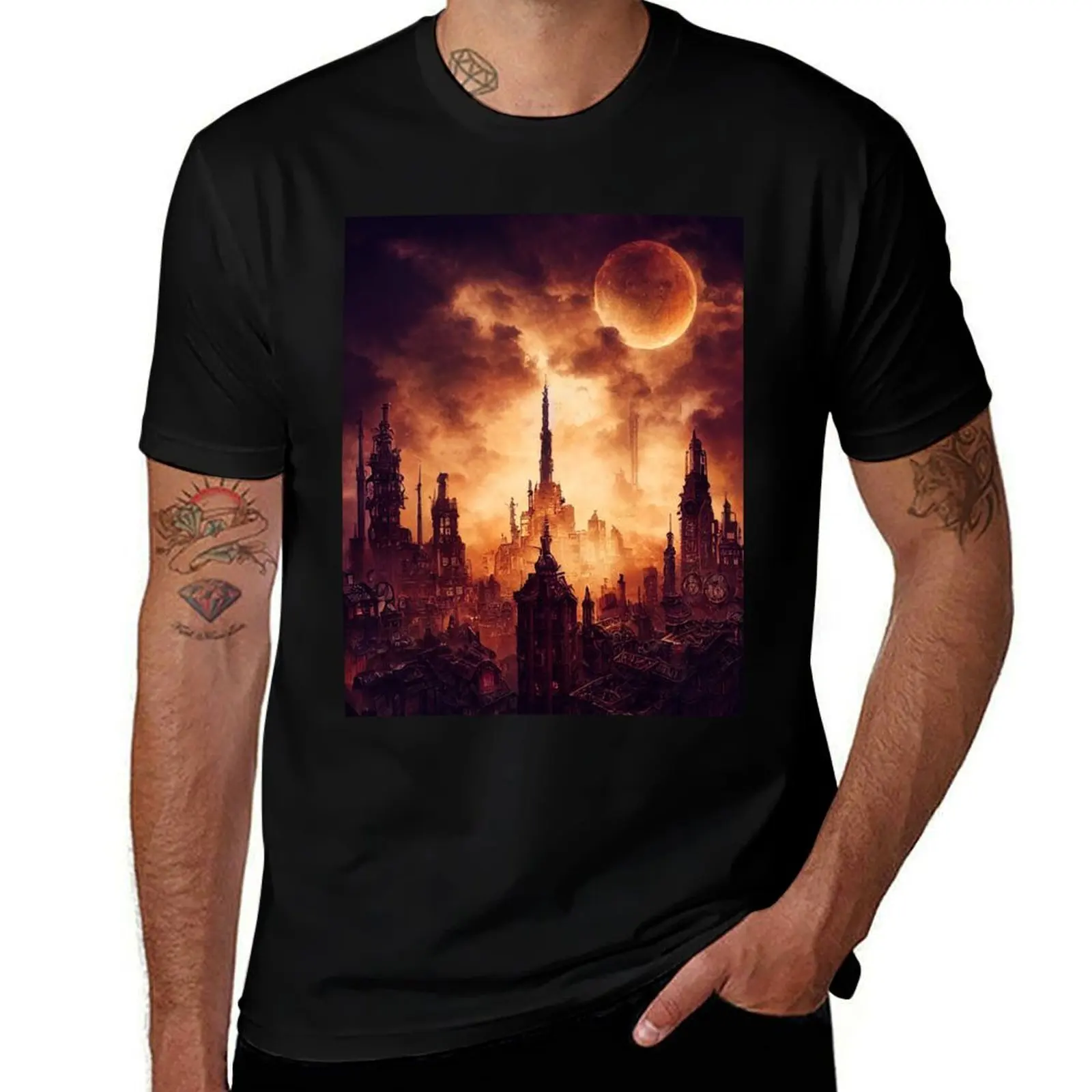 

Steampunk landscape 16 T-Shirt t shirts cotton 100% man t shirts cotton T-Shirt