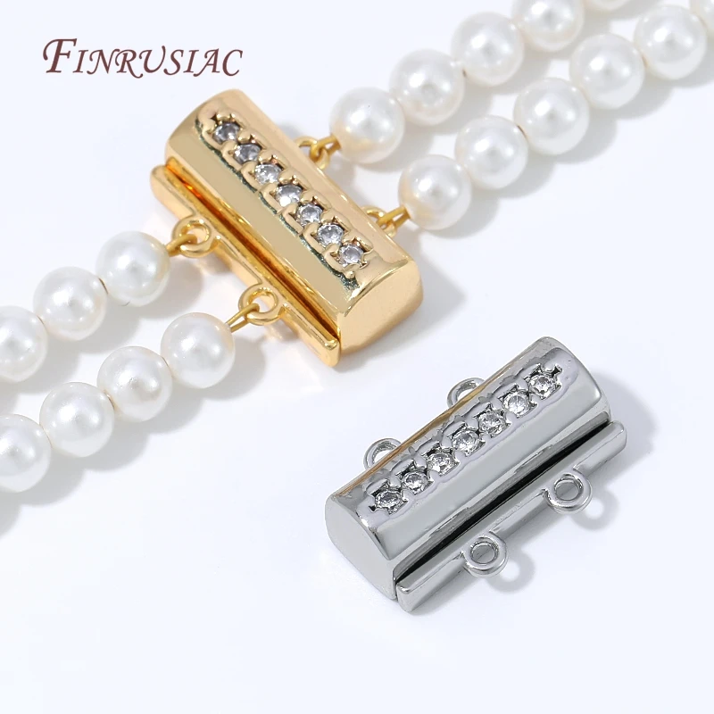 Magnetic Necklace Clasp 18K Gold Plated Connector Double Hole Pearl Clasp Elegant Jewelry Making Findings DIY Bracelet Closer view 4